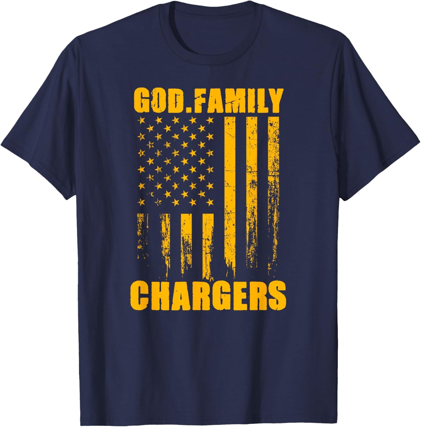 Midway Chargers God. Family. Vintage USA Flag T-Shirt - T-Shirt | Navy