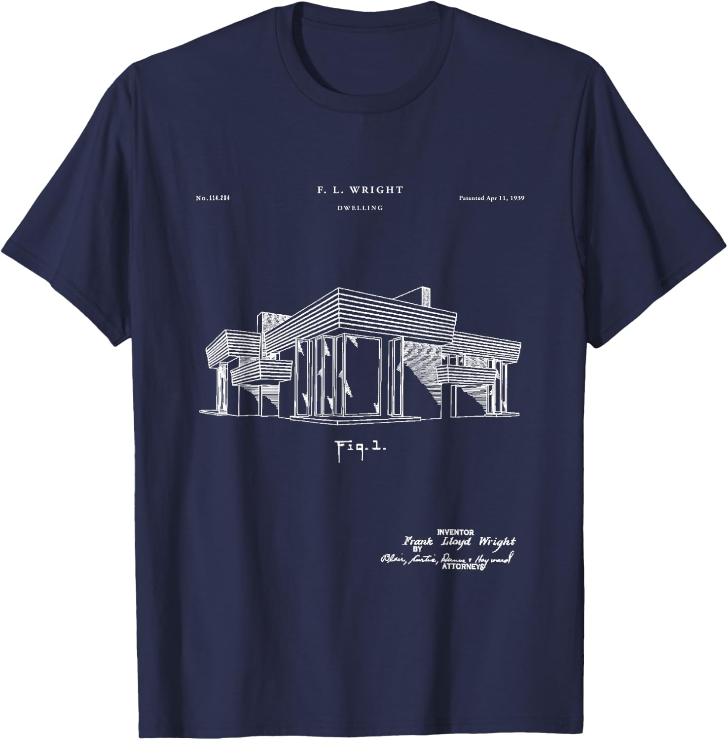 Frank Lloyd Patent - unique T-Shirt - T-Shirt | Navy