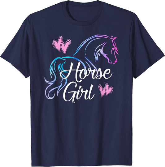 HORSE GIRL Love Horses Riding Rider Kids Women Gift T-Shirt - T-Shirt | Navy