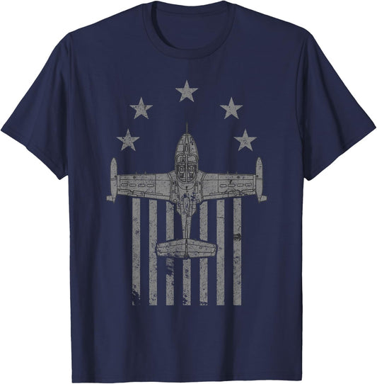 A-37 Dragonfly Stars & Bars Vintage Jet Airplane T-Shirt - T-Shirt | Navy