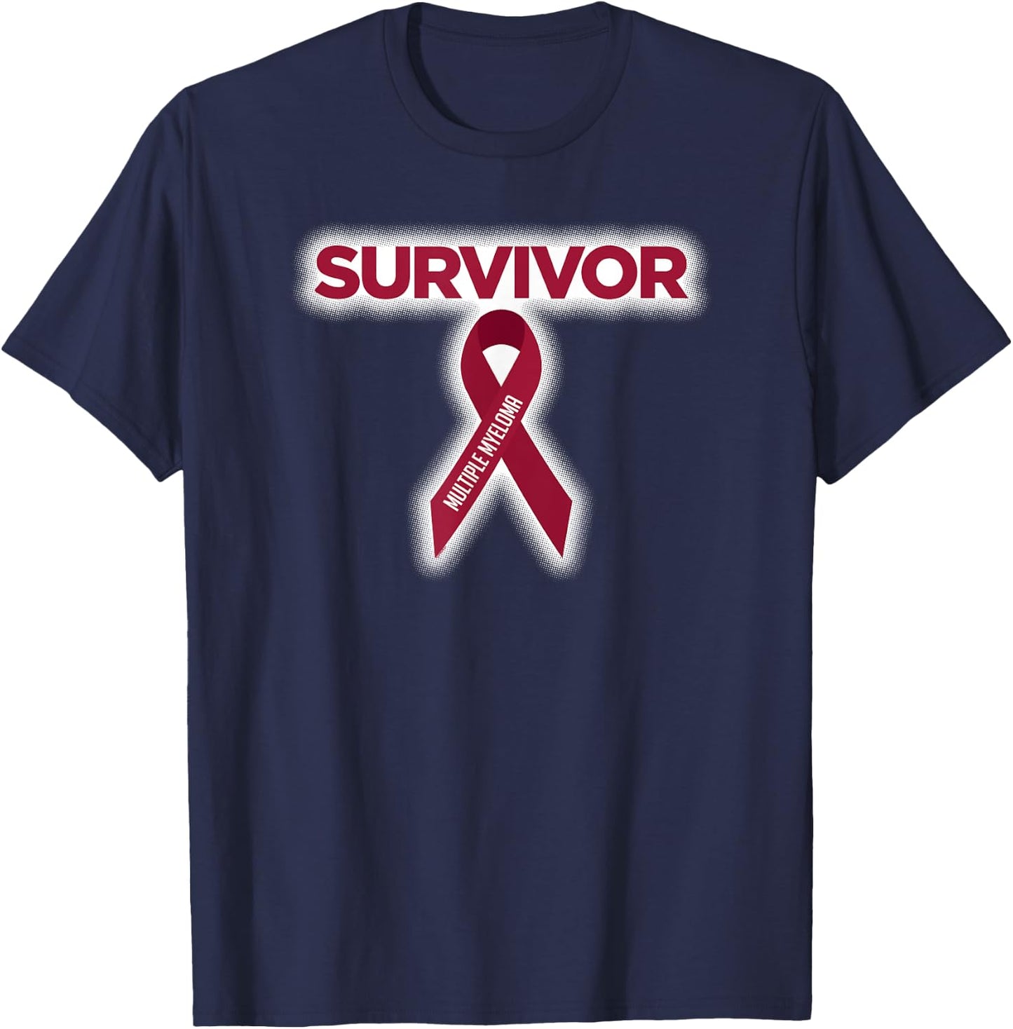 Multiple Myeloma Survivor with Awareness Ribbon T-Shirt - T-Shirt | Navy