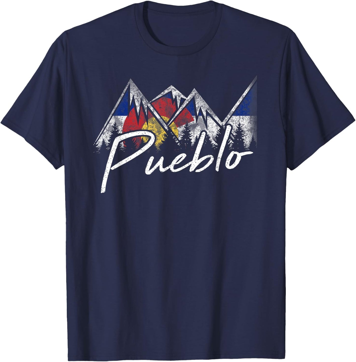 Pueblo Colorado Flag Mountains Shirt Cool Souvenir Gift T-Shirt - T-Shirt | Navy