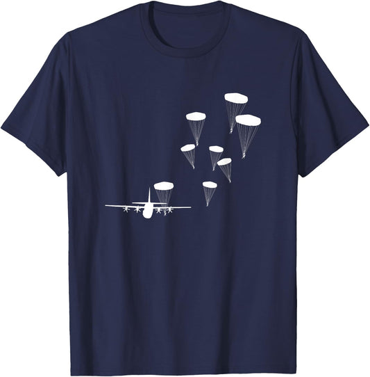 Airborne Paratrooper Military Aircraft Parachuting Soldier T-Shirt - T-Shirt | Navy
