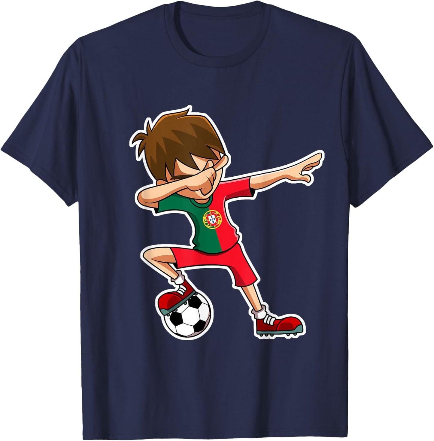 Dabbing Soccer Boy Portugal Jersey Portuguese Kids Dab Gift T-Shirt - T-Shirt | Navy