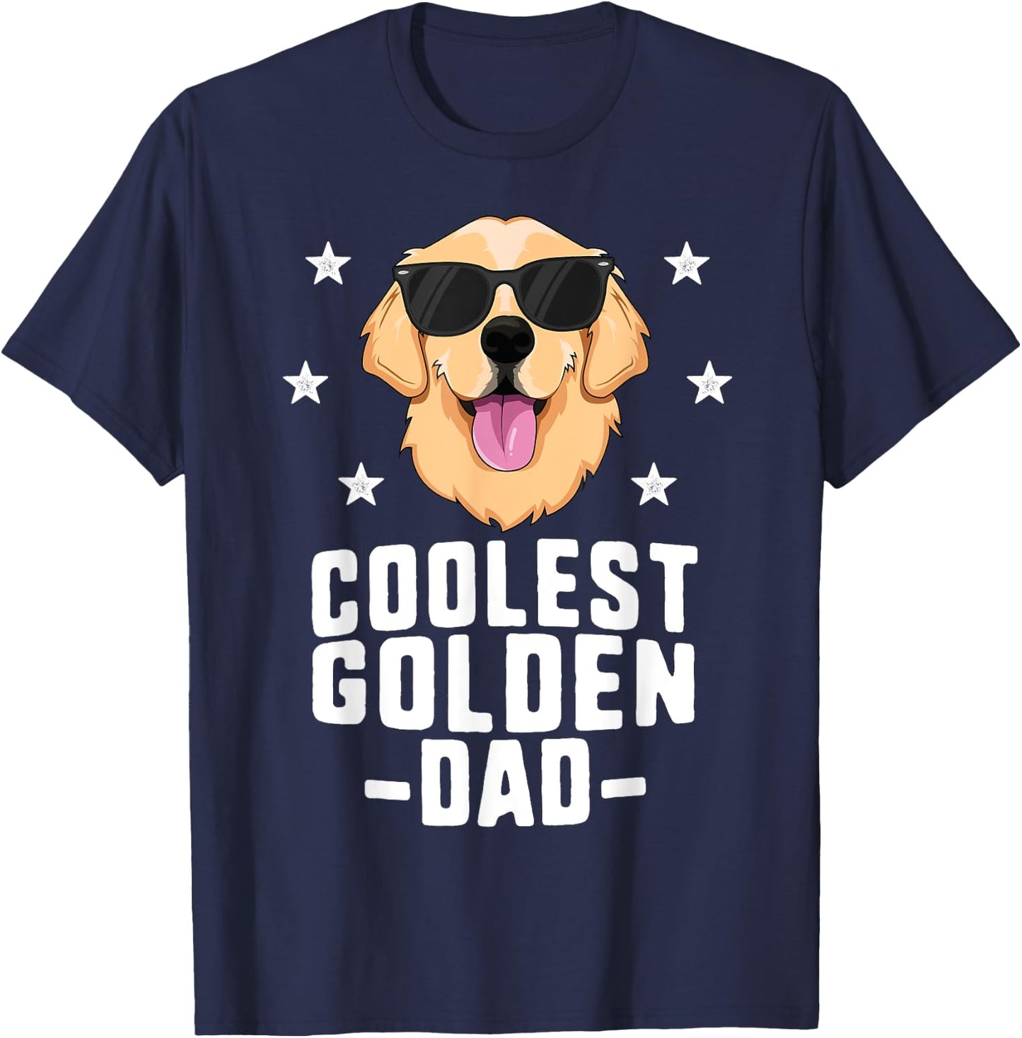 Coolest Golden Dad Retriever New Dog Owner T-Shirt - T-Shirt | Navy