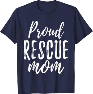 RESCUE MOM T Shirt Animal Lovers Shelter Dog Cat Love T-Shirt - T-Shirt | Navy