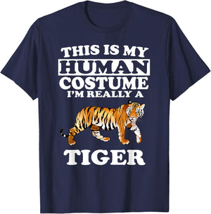This Is My Human Costume I'm Really A Tiger Funny T-Shirt - T-Shirt | Navy