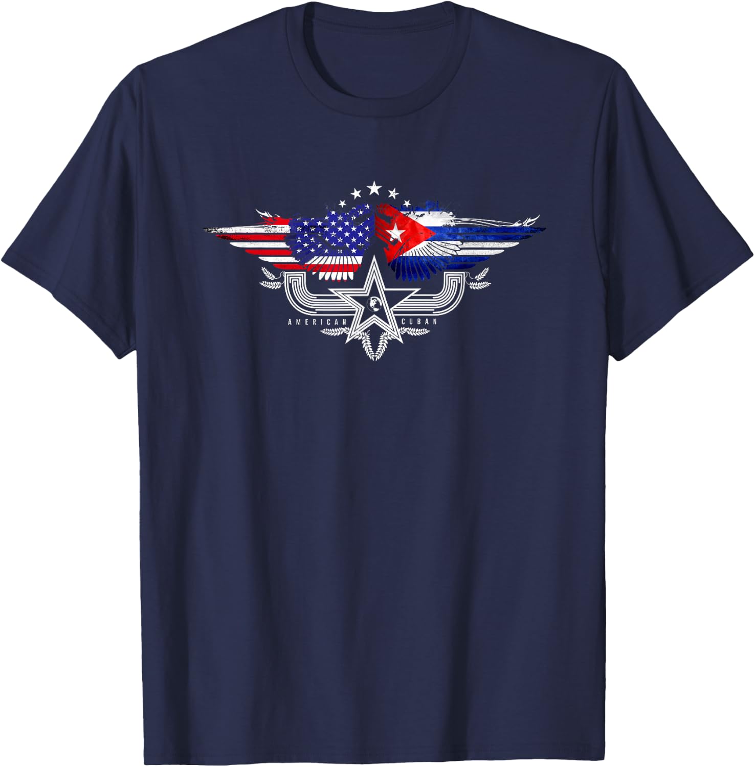 Cuba USA Flag Cuban American T-Shirt - T-Shirt | Navy