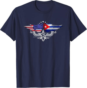 Cuba USA Flag Cuban American T-Shirt - T-Shirt | Navy