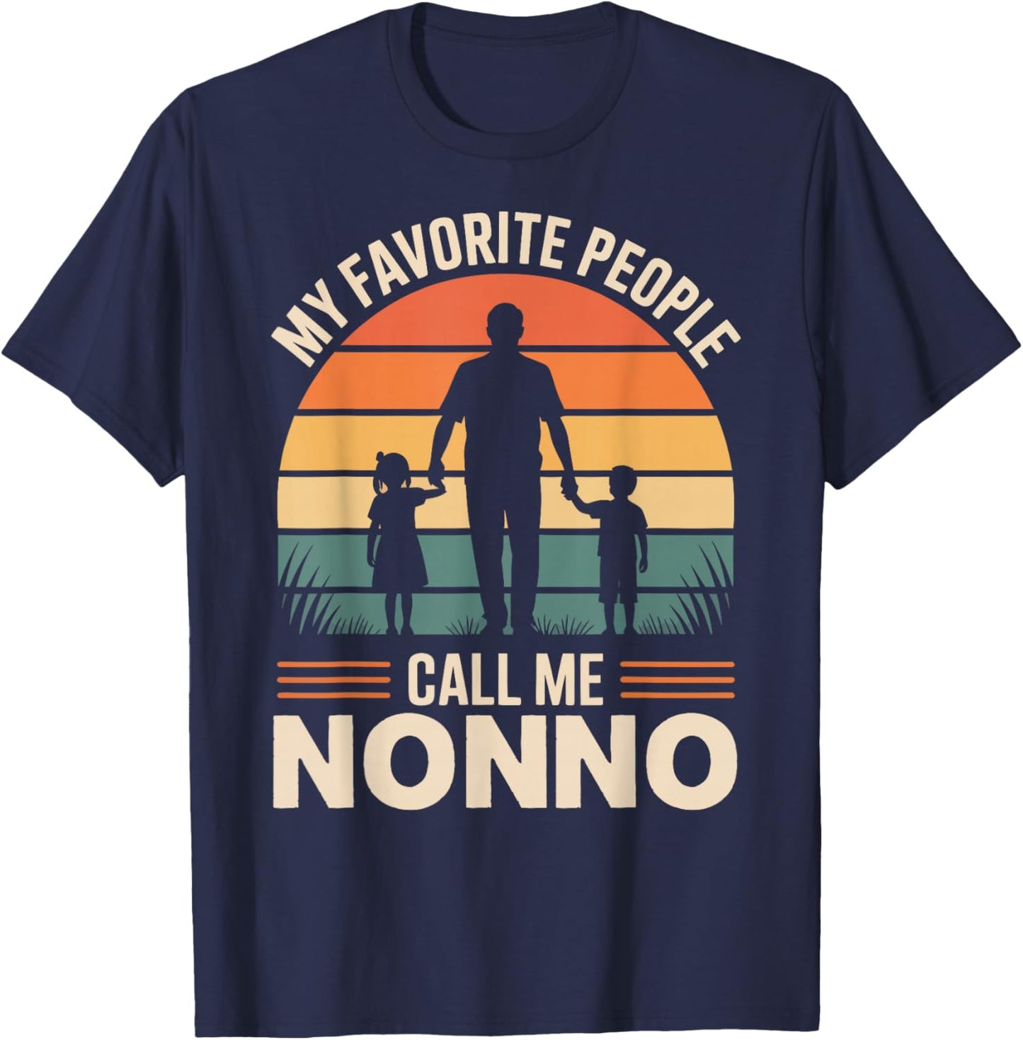 My Favorite People Call Me Nonno Retro Sunset T-Shirt - T-Shirt | Navy