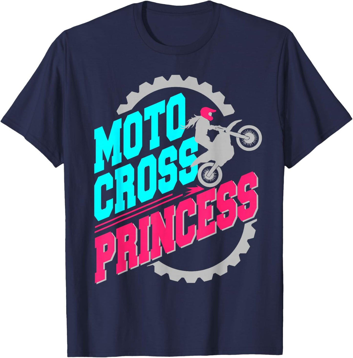 Motocross Princess Girls Women Dirt Bike Rider T-Shirt - T-Shirt | Navy