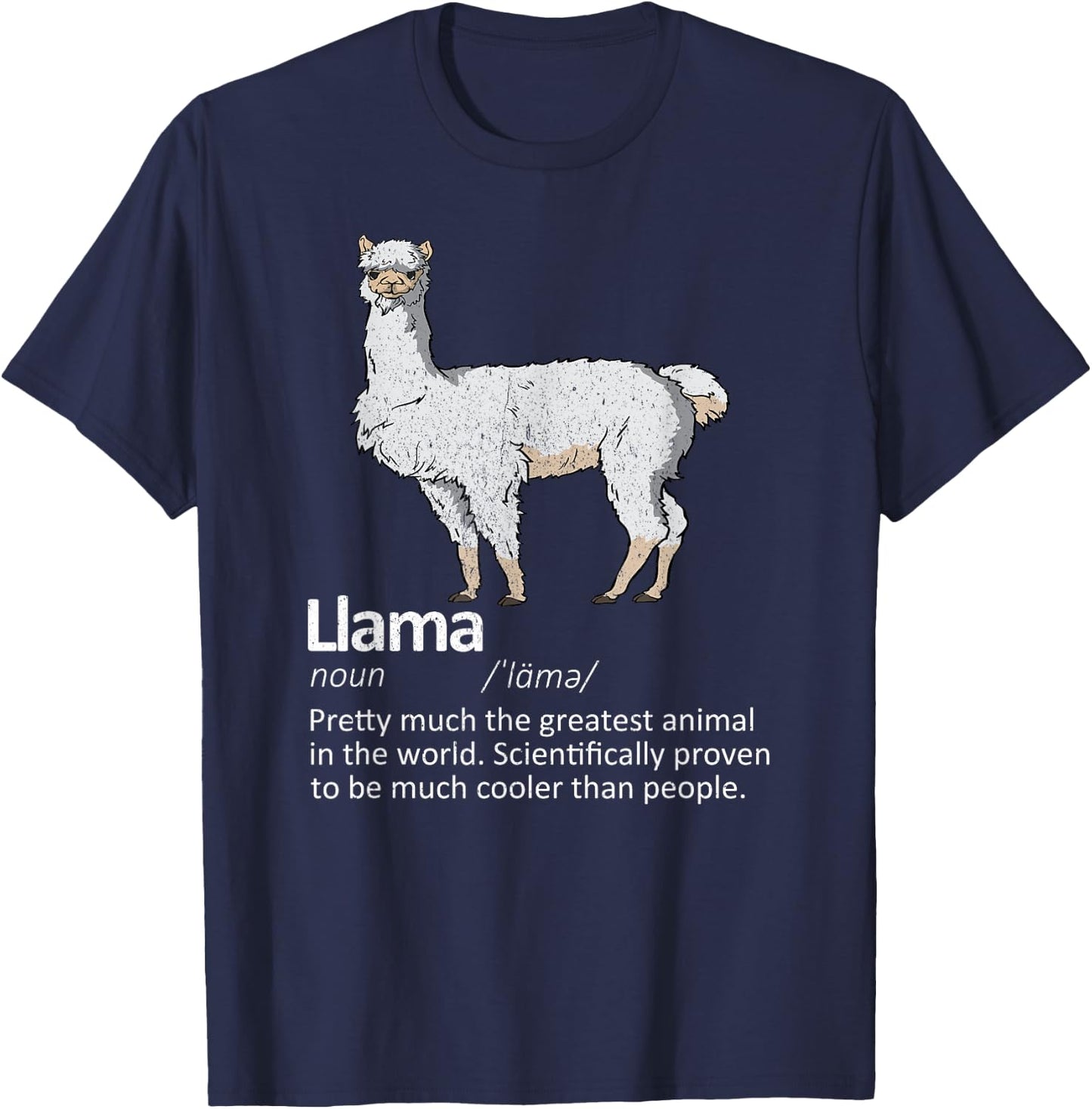 Llama Funny Definition | Llama Lover Owner & Farmer Gift T-Shirt - T-Shirt | Navy