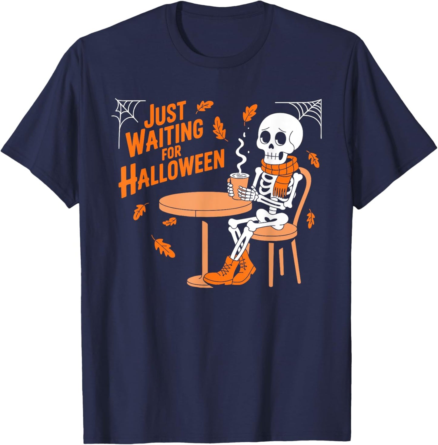 Just Waiting for Halloween Skeleton T-Shirt - T-Shirt | Navy