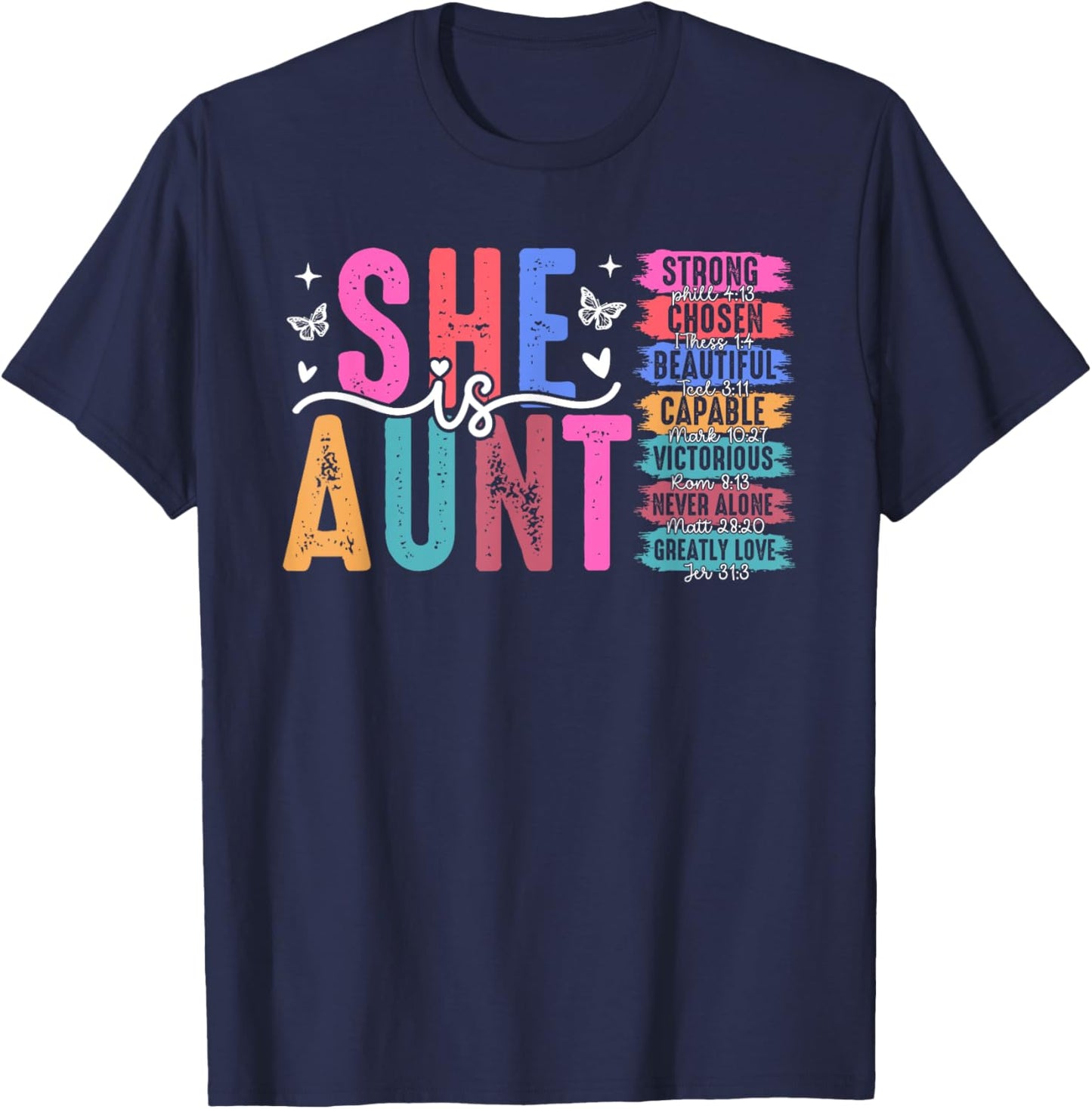 She Is Aunt Christian Mother's Day Religious Auntie Women T-Shirt - T-Shirt | Navy