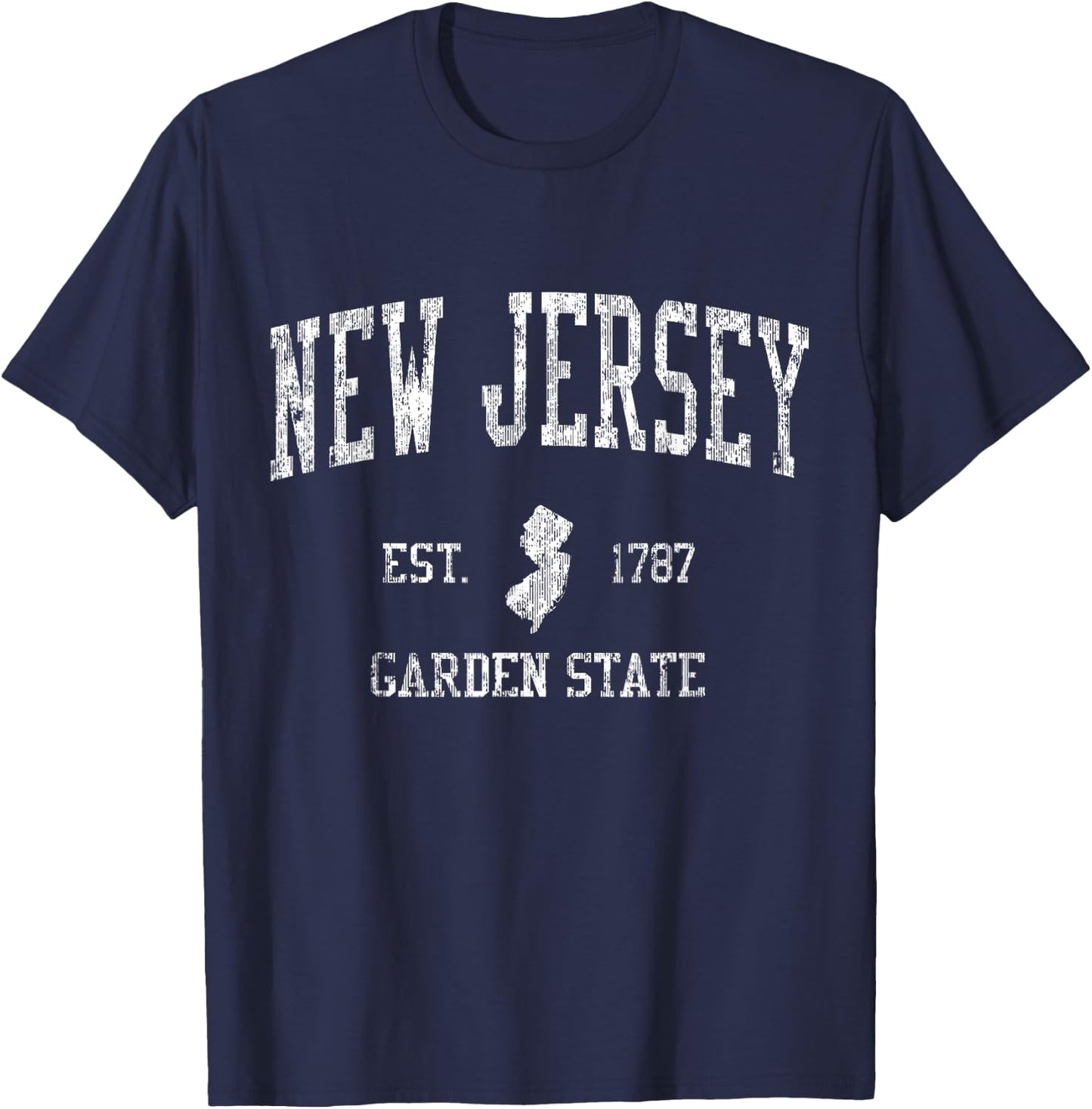 New Jersey Vintage Sports Design NJ T-Shirt - T-Shirt | Navy