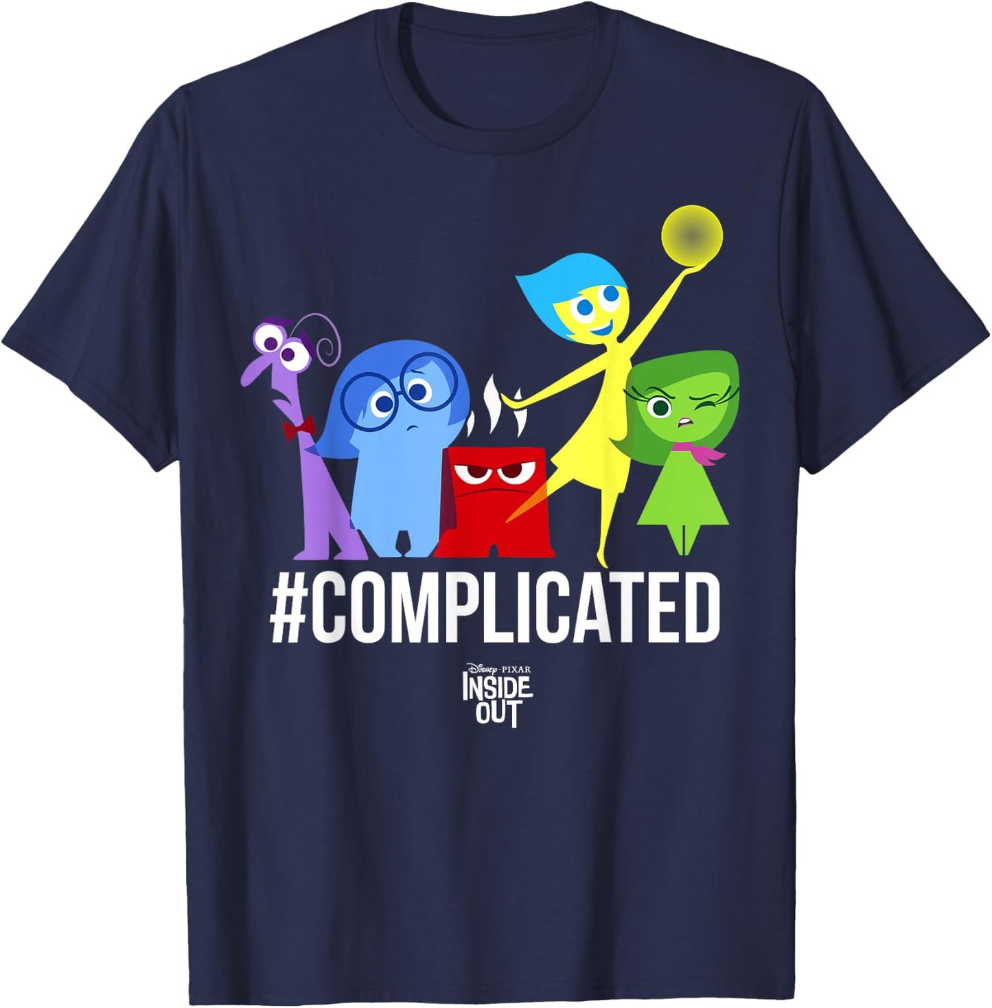 Disney Pixar Inside Out Complicated Emotions Group Shot T-Shirt - T-Shirt | Navy