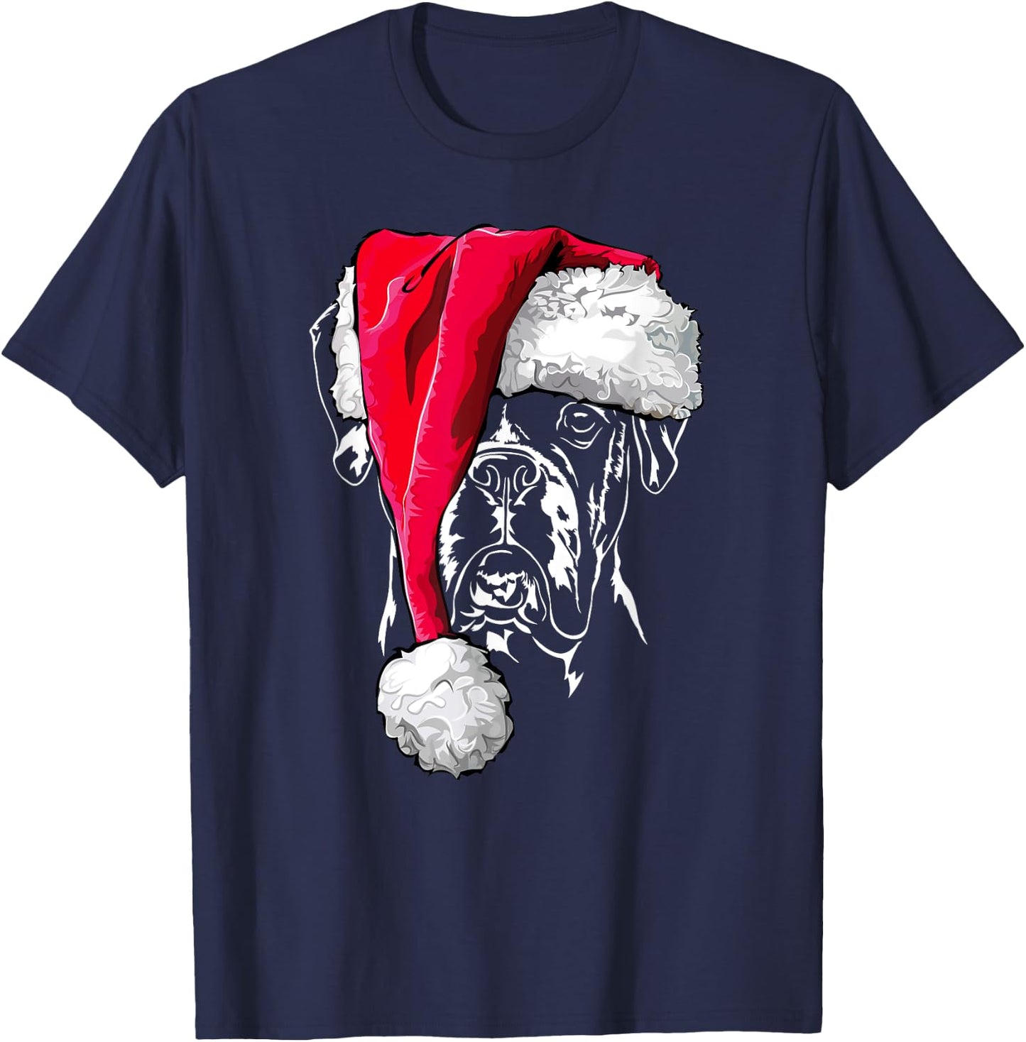 Funny German Boxer Santa Christmas Dogs T-Shirt - T-Shirt | Navy