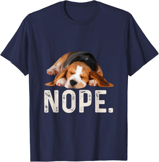 Nope Lazy Beagle Dog Lover Gift Women Girls Kids T-Shirt - T-Shirt | Navy