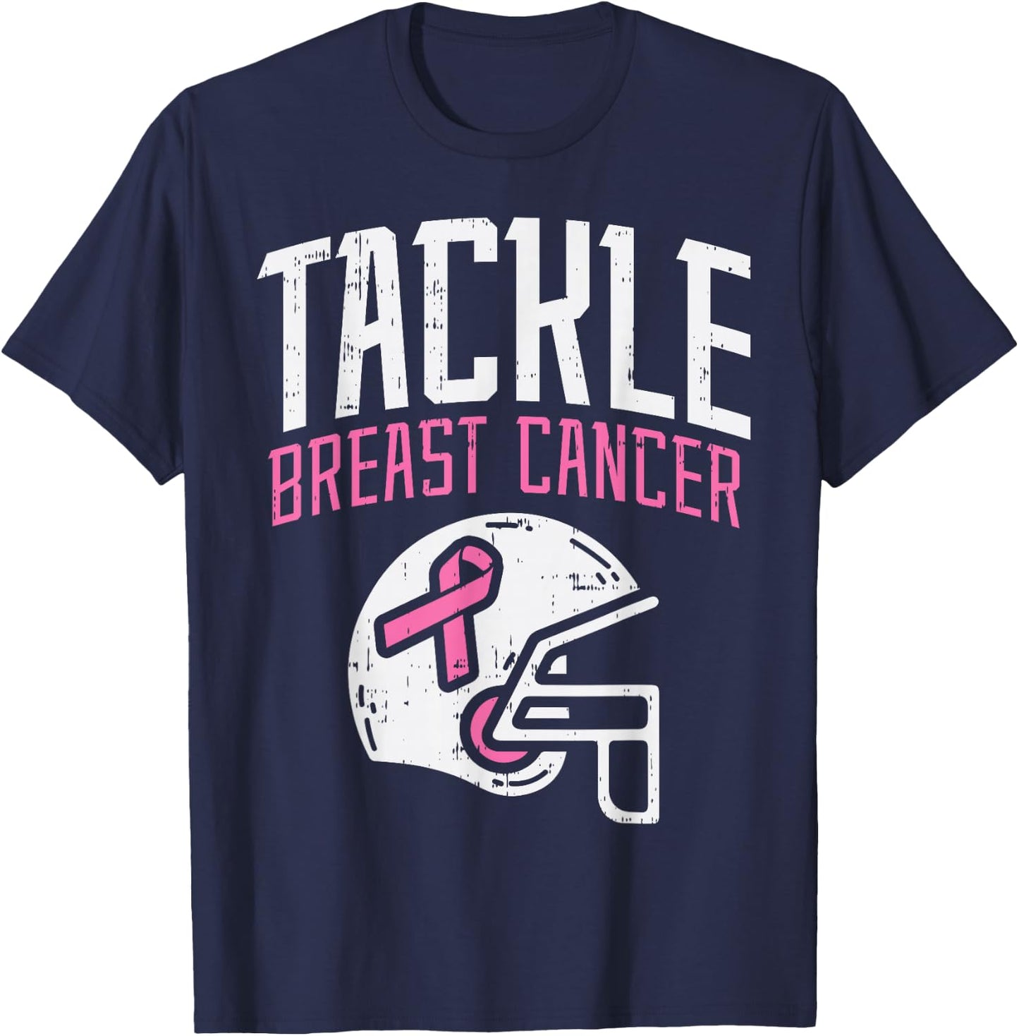 Tackle Breast Cancer Football Breast Cancer Awareness Gift T-Shirt - T-Shirt | Navy