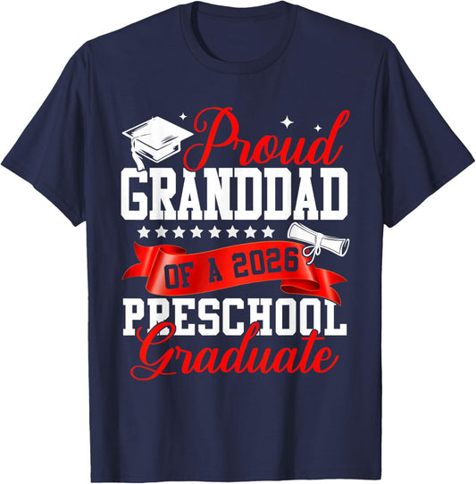 Proud Granddad of A 2026 Preschool Graduate Graduation T-Shirt - T-Shirt | Navy