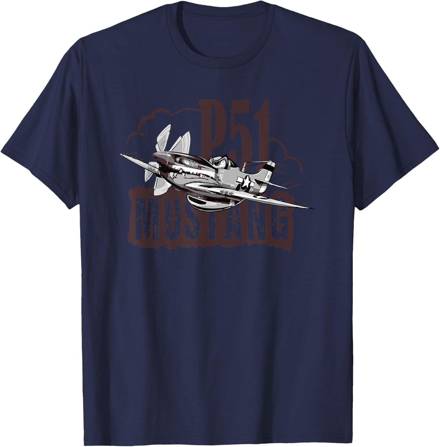 P51 Mustang T shirt WW2 Fighter T-Shirt - T-Shirt | Navy