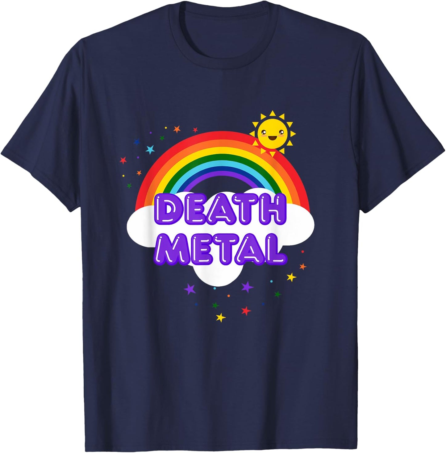 Death Metal Rainbow - Funny Heavy Metal Cool Pink T-Shirt - T-Shirt | Navy
