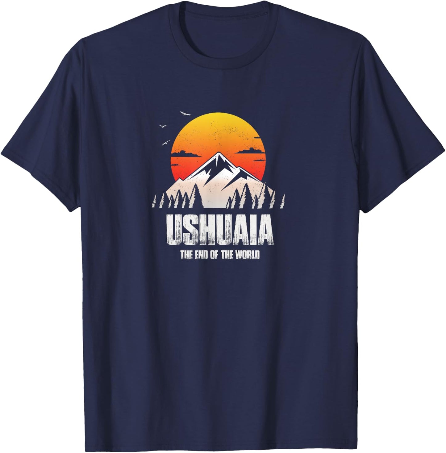 Ushuaia Men's Retro Ushuaia-themed , Black, Small T-Shirt - T-Shirt | Navy