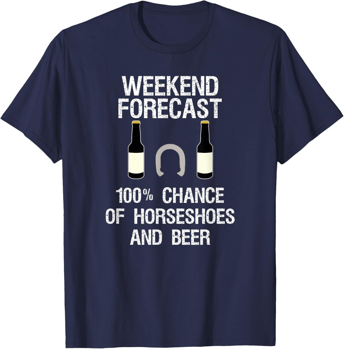 Horseshoes Game - Funny Horseshoes Forecast Beer T-Shirt - T-Shirt | Navy