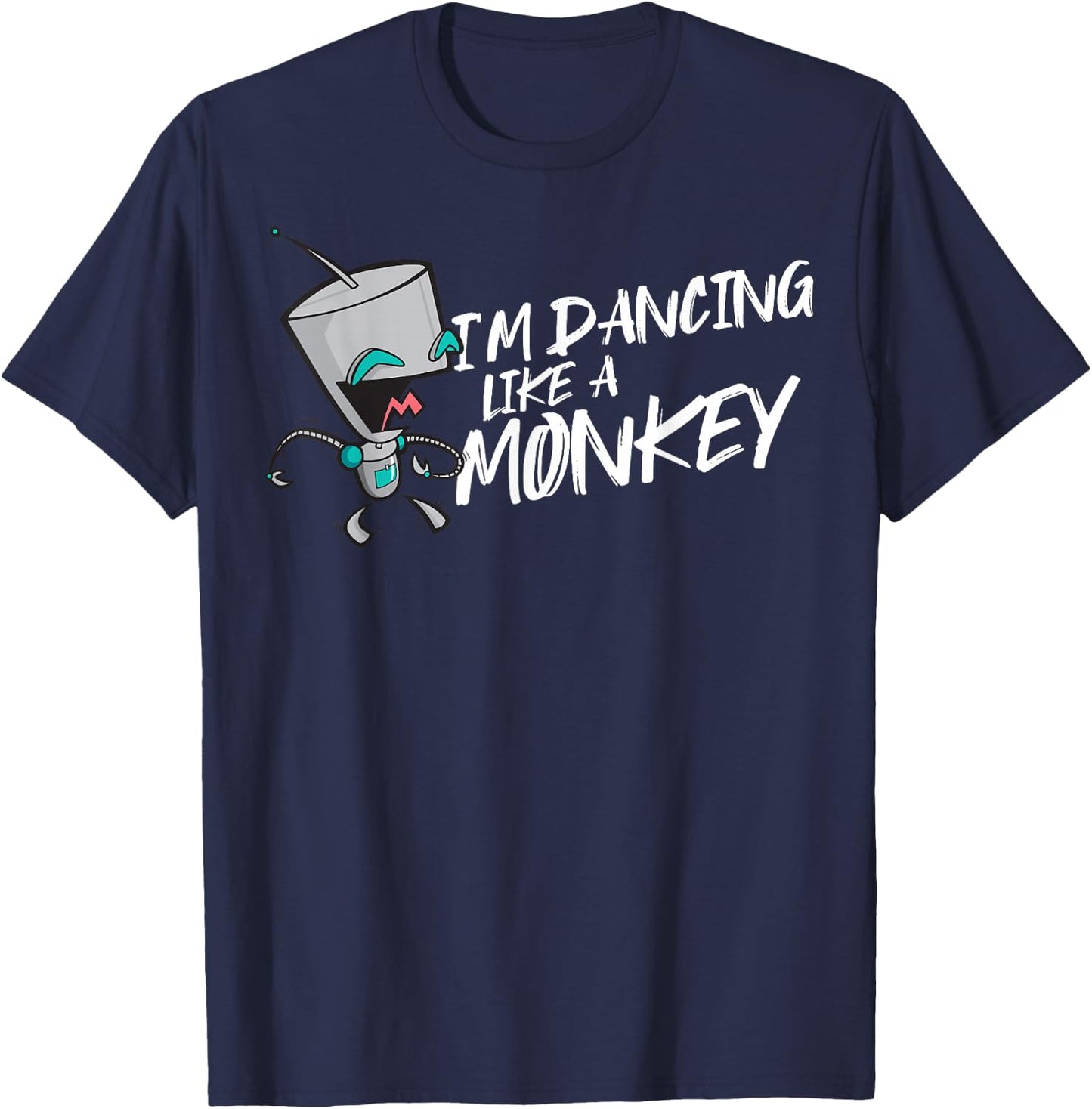 Invader Zim Gir I'm Dancing Like A Monkey Portrait T-Shirt - T-Shirt | Navy