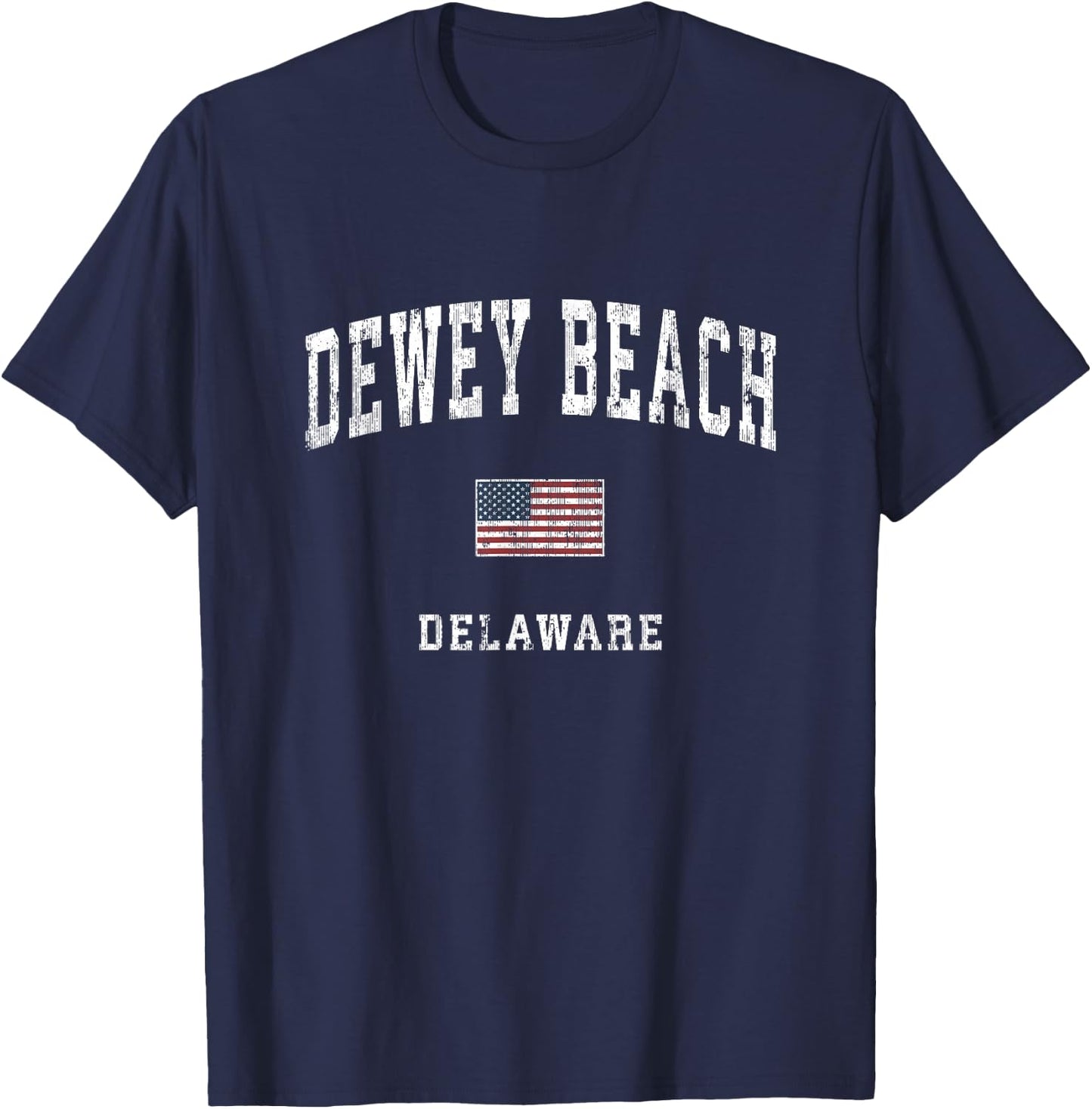 Dewey Beach Delaware DE Vintage American Flag Sports Design Women Kids Men T-Shirt - T-Shirt | Navy
