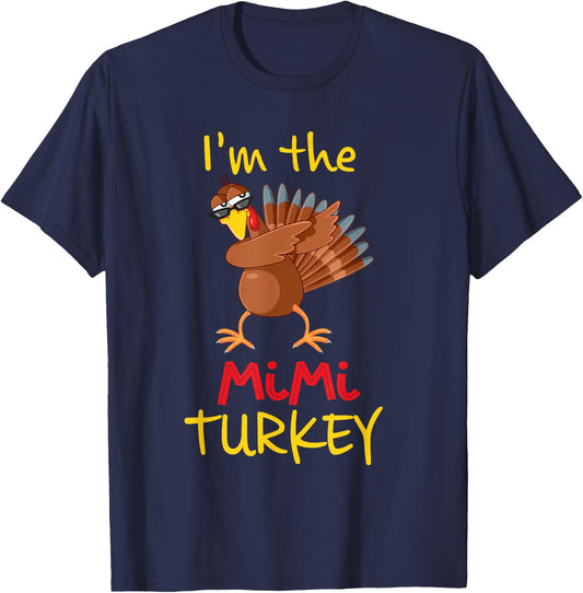 Funny Mimi Turkey Matching Family Group Thanksgiving Party T-Shirt - T-Shirt | Navy