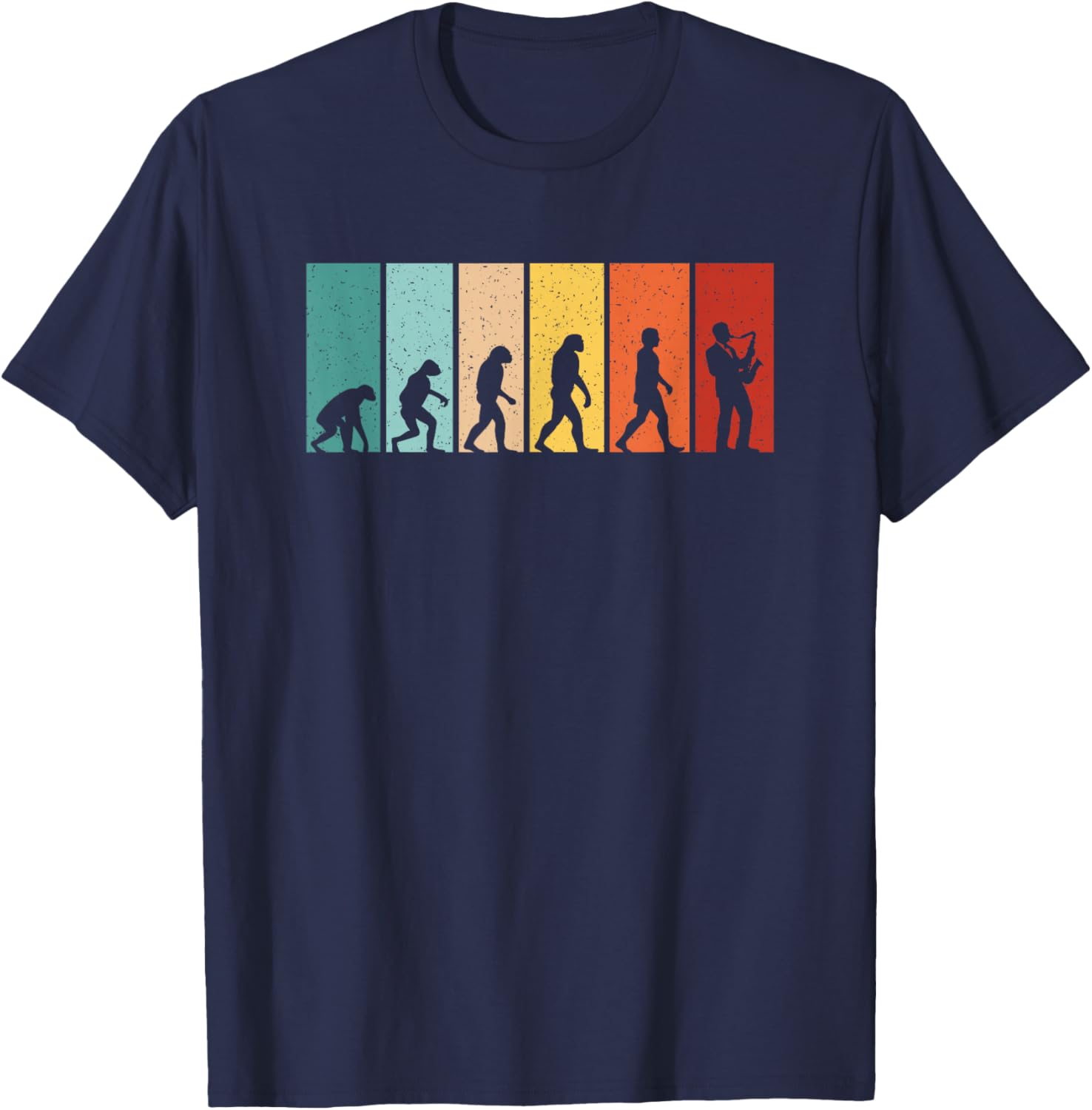 Funny Evolution Saxophonist Saxophone Player Men Women Kids T-Shirt - T-Shirt | Navy