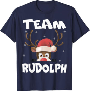 Team Rudolph Funny Xmas Reindeer Deer Lover Gift Design T-Shirt - T-Shirt | Navy