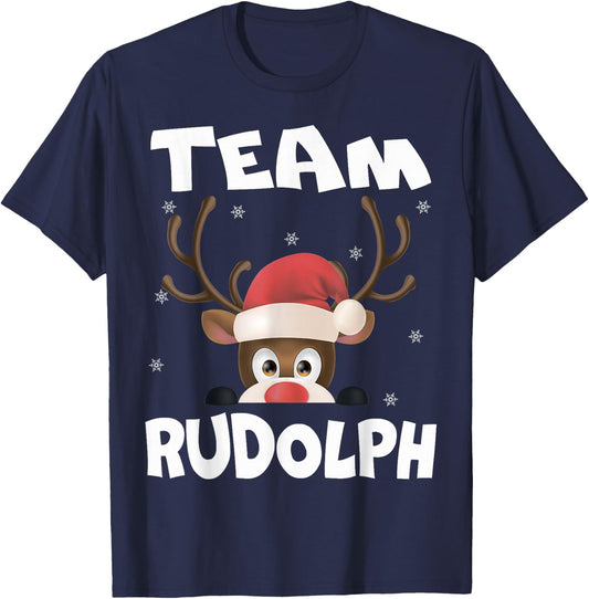 Team Rudolph Funny Xmas Reindeer Deer Lover Gift Design T-Shirt - T-Shirt | Navy