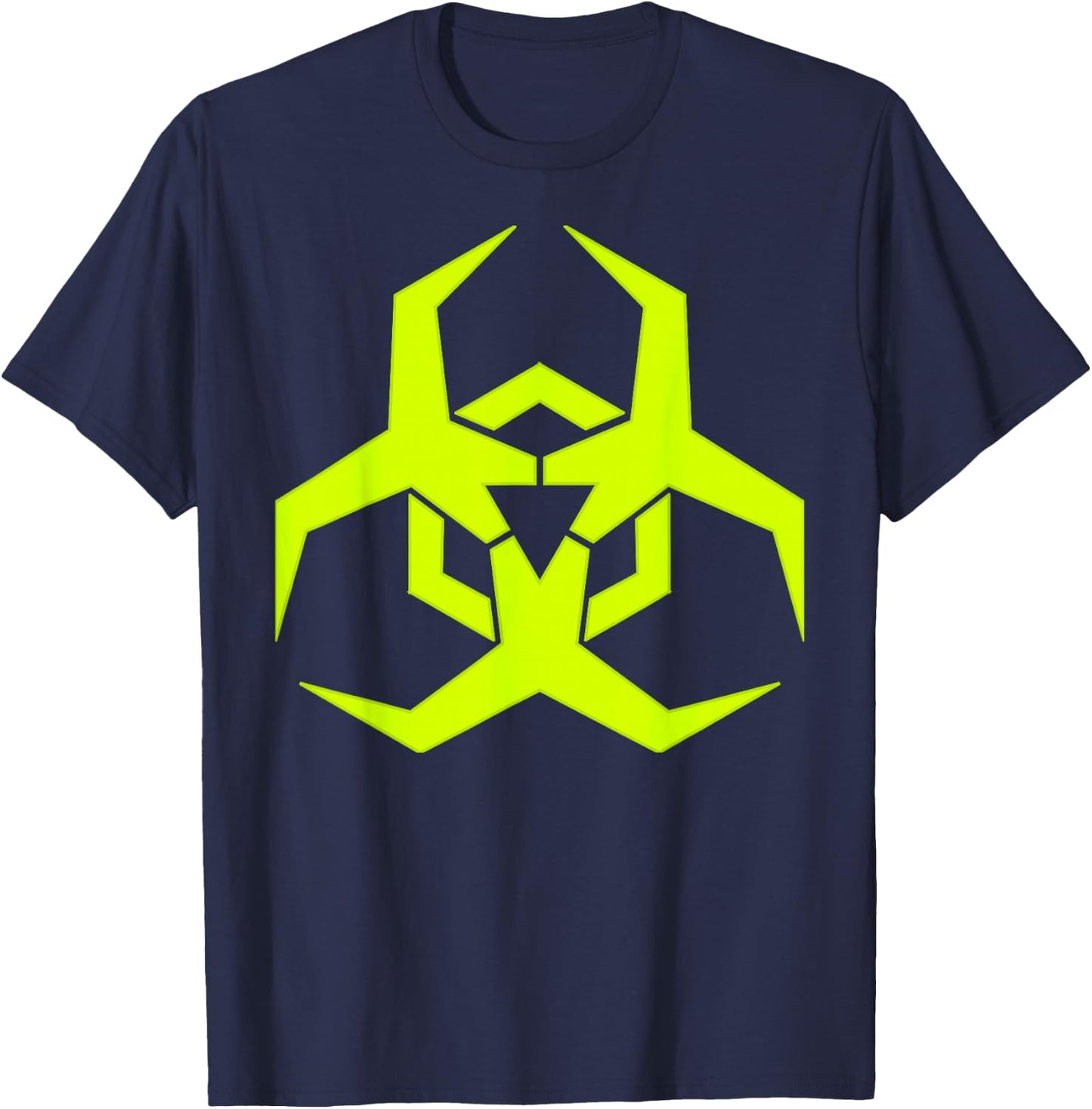 Toxic Neon Green Biohazard Symbol T-Shirt - T-Shirt | Navy