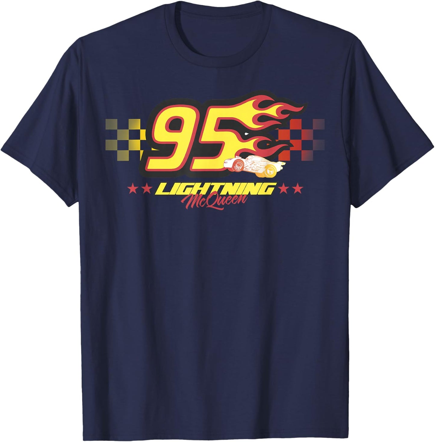 Disney Pixar Cars Lightning McQueen 95 Flame Graphic T-Shirt - T-Shirt | Navy