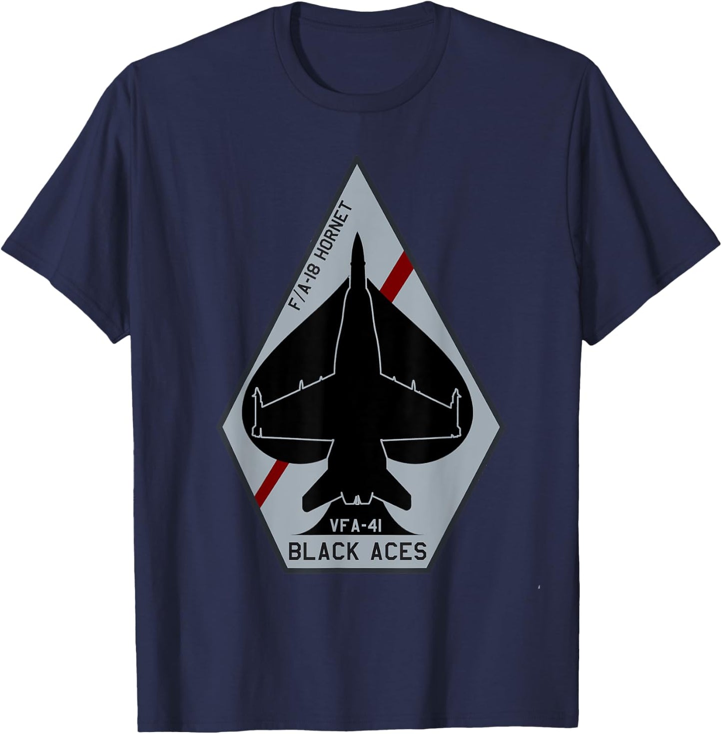 VFA-41 Black Aces F-18 Hornet Jet Fighter Airplane T-Shirt - T-Shirt | Navy