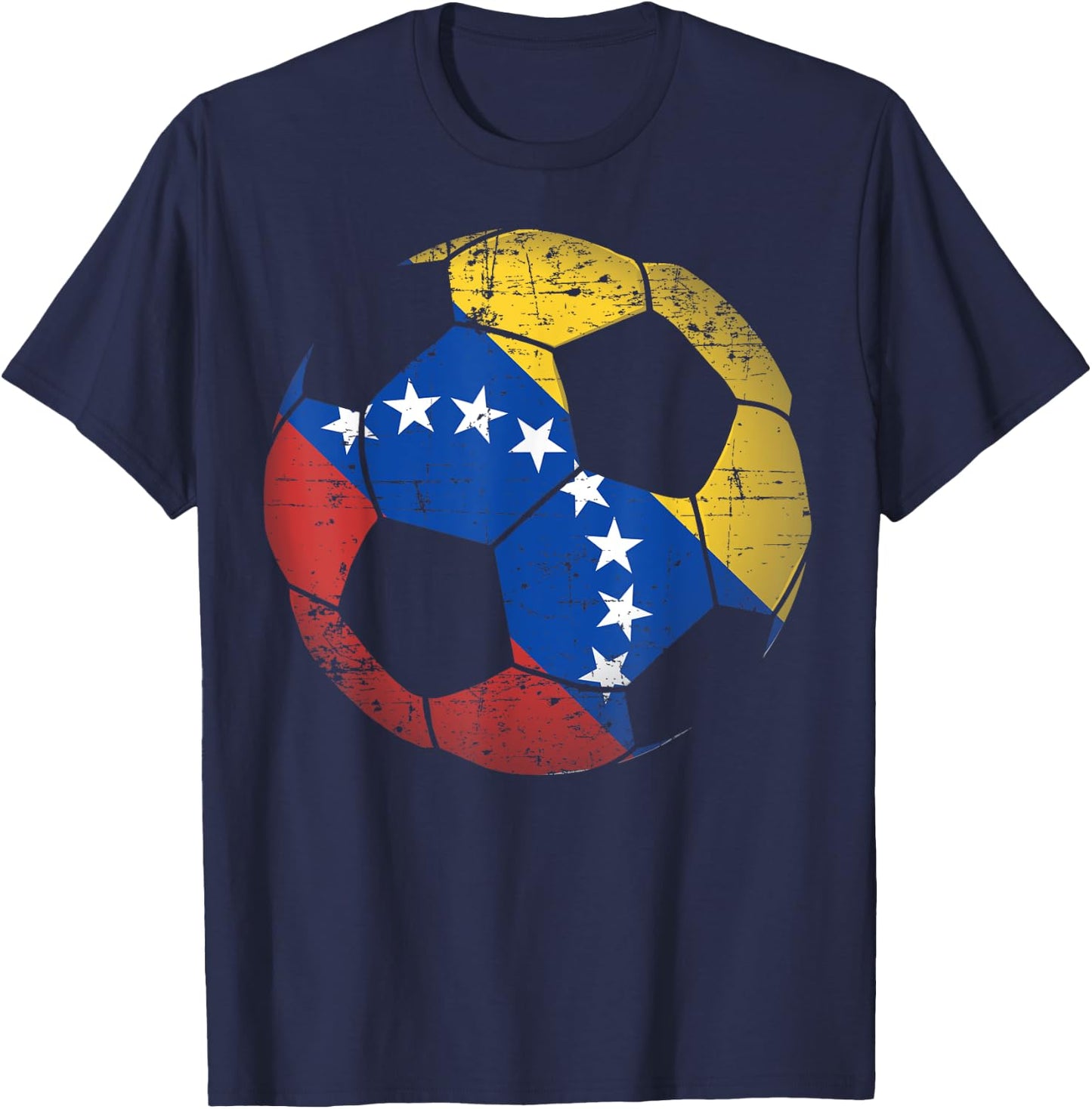 Venezuela Soccer Ball Flag - Venezuelan Football Soccer T-Shirt - T-Shirt | Navy