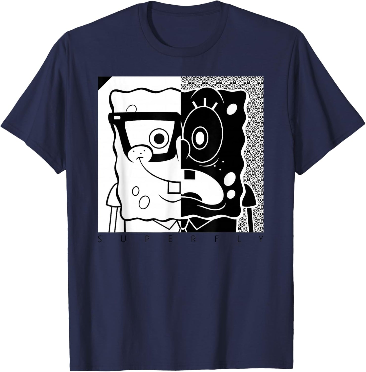 SpongeBob SquarePants - Superfly black and white T-Shirt - T-Shirt | Navy
