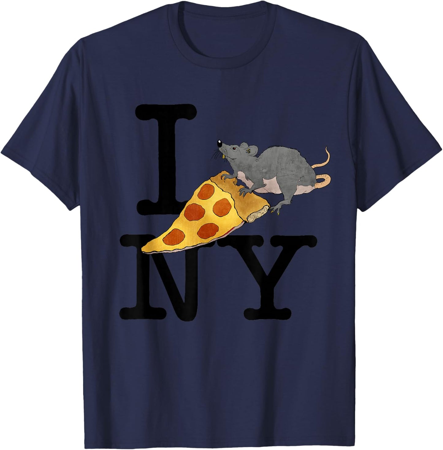 Pizza Rat, I love New York, Pizza Shirt, Ironic T-Shirt - T-Shirt | Navy