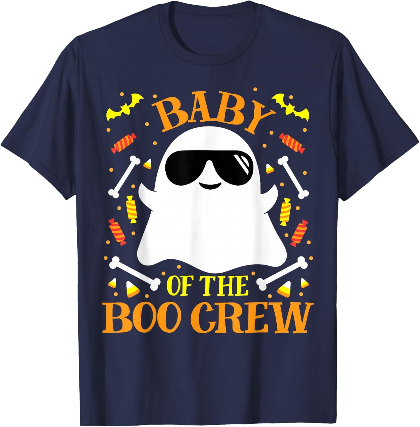 Baby Boo Crew Ghost Matching Family Set Little Boy Halloween T-Shirt - T-Shirt | Navy