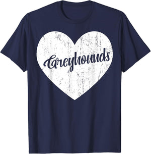 Greyhounds School Sports Fan Team Spirit Mascot Heart Gift T-Shirt - T-Shirt | Navy