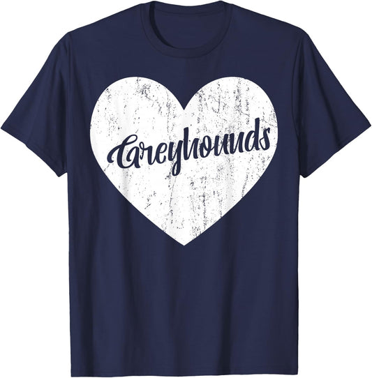 Greyhounds School Sports Fan Team Spirit Mascot Heart Gift T-Shirt - T-Shirt | Navy