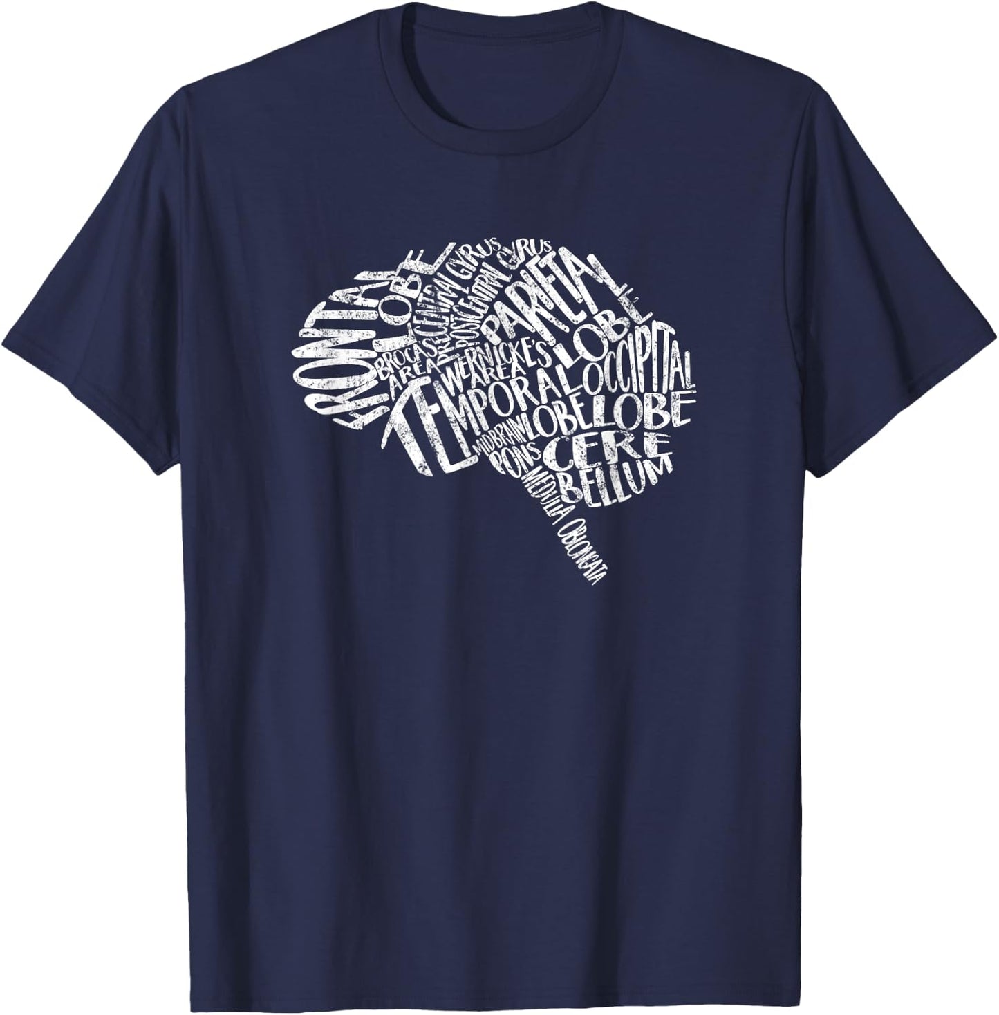 Nurses Week Brain Typography RN Neuronurse Neurology T-Shirt - T-Shirt | Navy