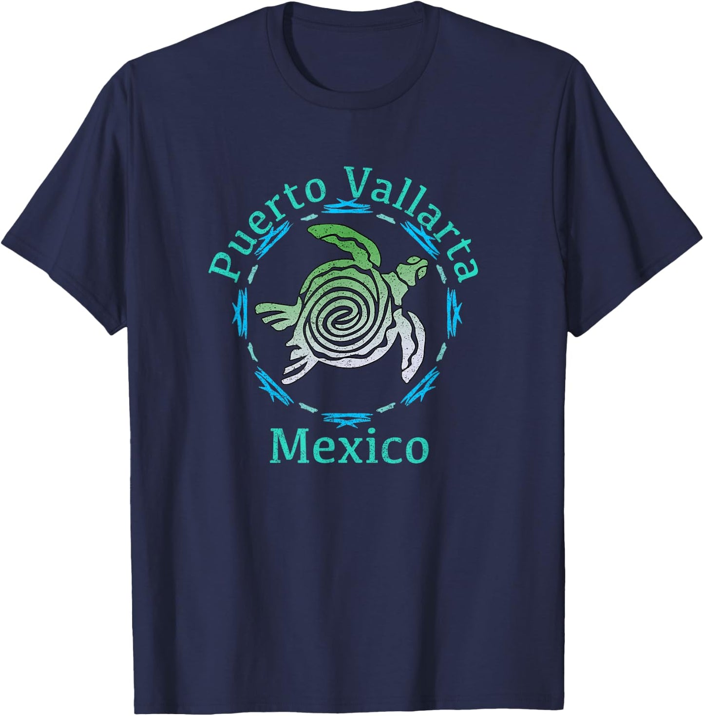 Puerto Vallarta Vintage Tribal Turtle Gift T-Shirt - T-Shirt | Navy