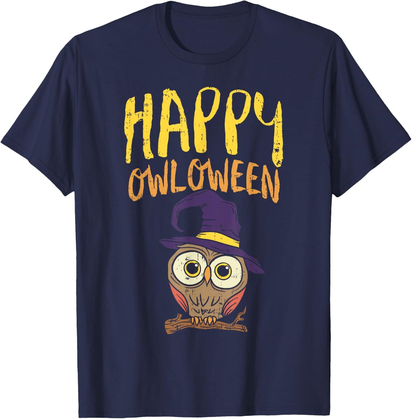 Funny Halloween Shirt Happy Owloween Owl Lover Bird Costume T-Shirt - T-Shirt | Navy