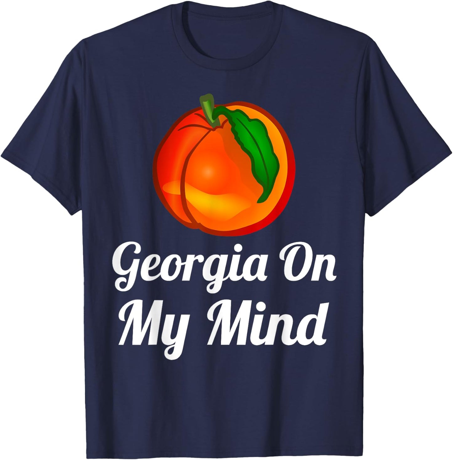 Georgia On My Mind White Print T-Shirt - T-Shirt | Navy