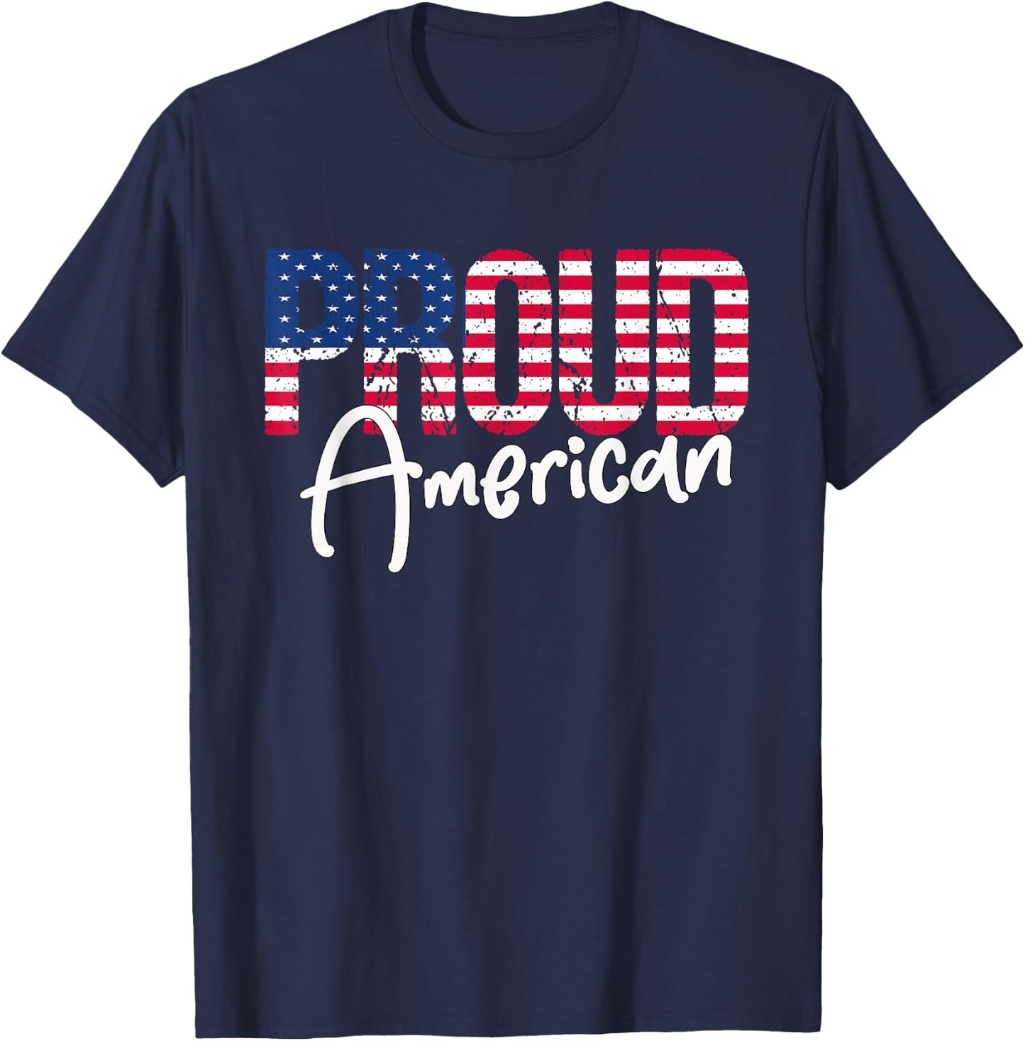 Patriotic 4th Of July Matching Gift Proud To Be An American T-Shirt - T-Shirt | Navy