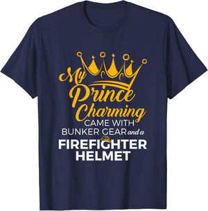 Cute Firefighter Wife Fire Girlfriend Fireman GF Quote T-Shirt - T-Shirt | Navy
