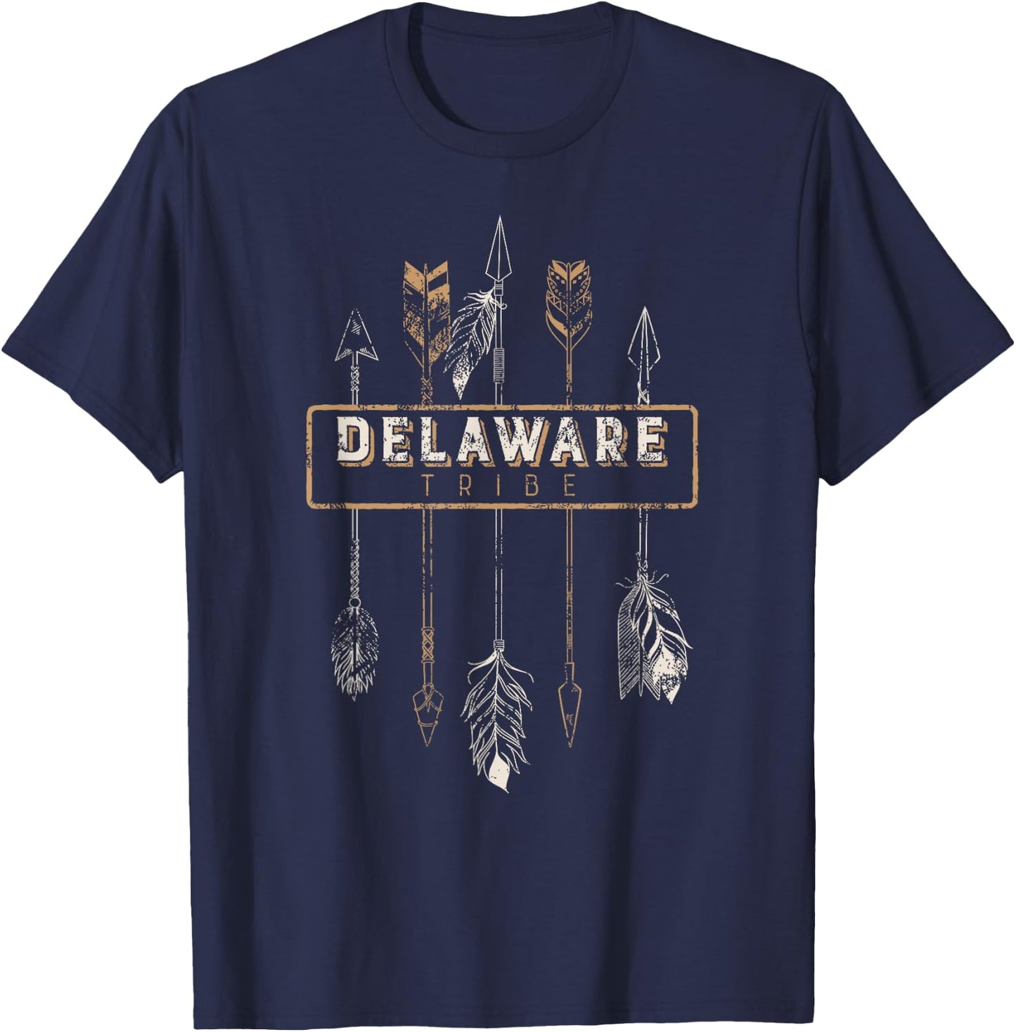 Delaware Tribe T Shirt Tribal Boho Distressed Arrows T-Shirt - T-Shirt | Navy